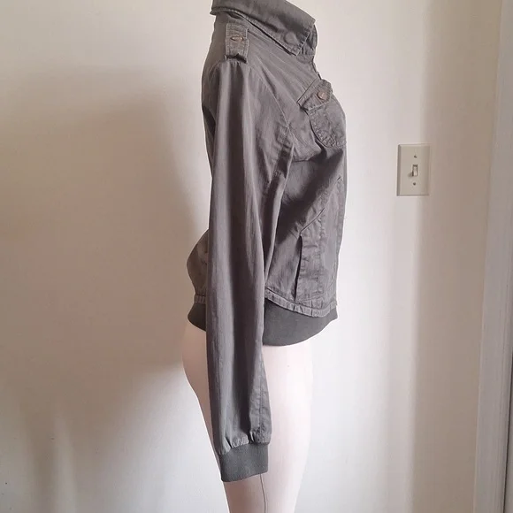 Billabong Olive Green Military Utility Jacket Full Zip Cargo Pockets Medium - Picture 2 of 13